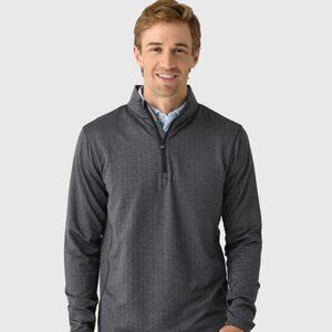 Greyson Tate Herringbone Mock Neck Quarter Zip Golf  Pullover Men Gray M